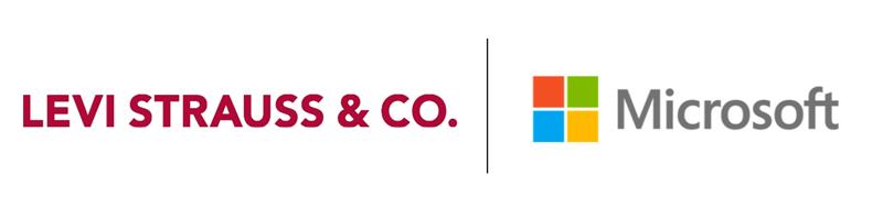 The Levi Strauss & Co logo next to the Microsoft logo on a white background.