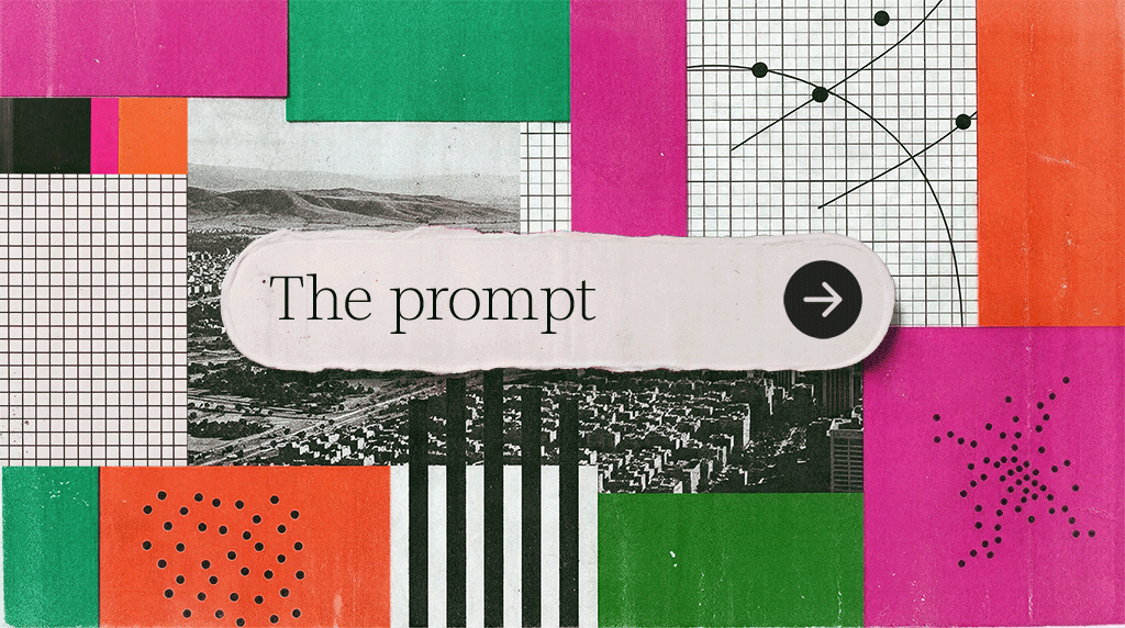 shapes with a torn-paper label reading ‘The prompt.’