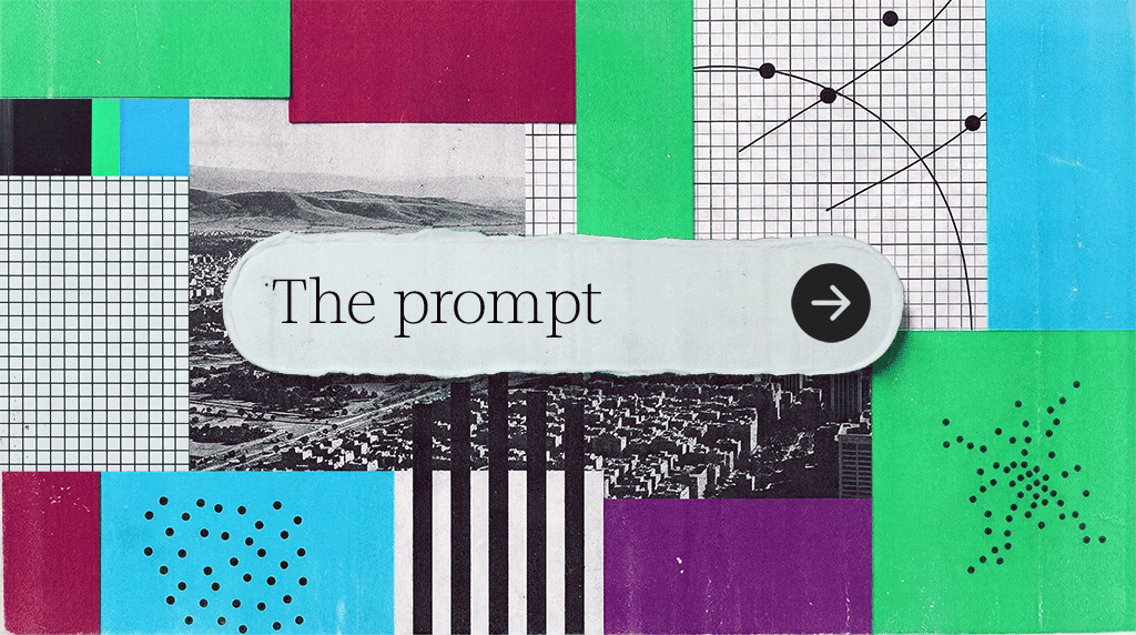 shapes with a torn-paper label reading ‘The prompt.’