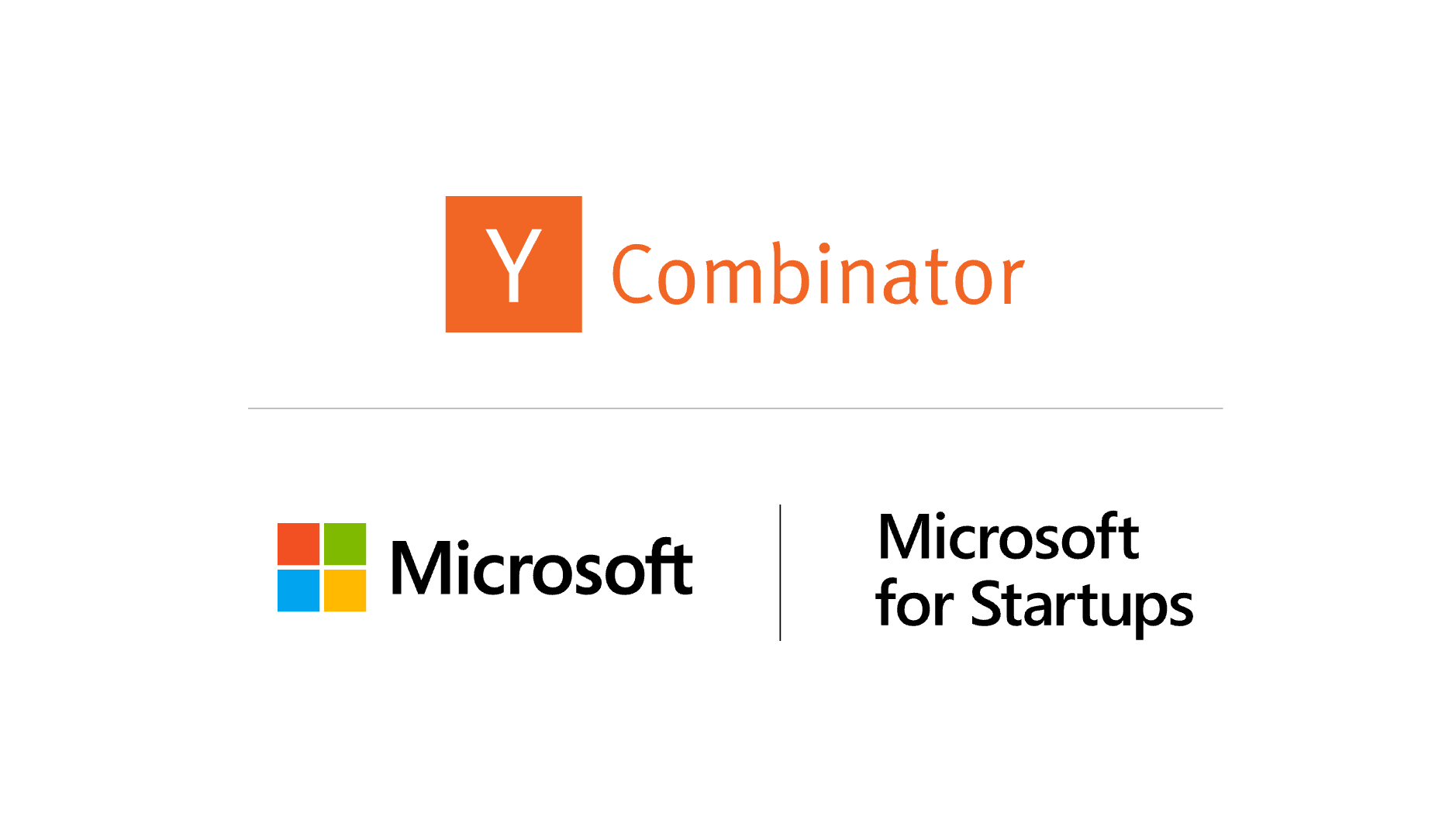 Y Combinator and Microsoft logos alongside Microsoft for Startups branding.