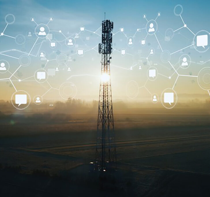 Mobile tower in a field