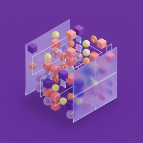 A cluster of cubes to depict a computer network