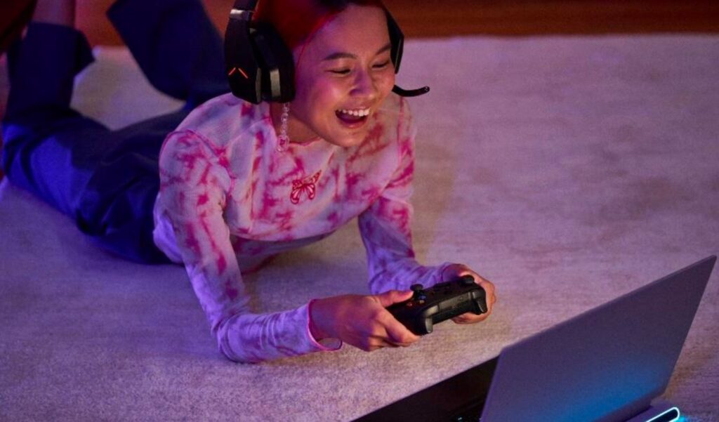 child playing video games