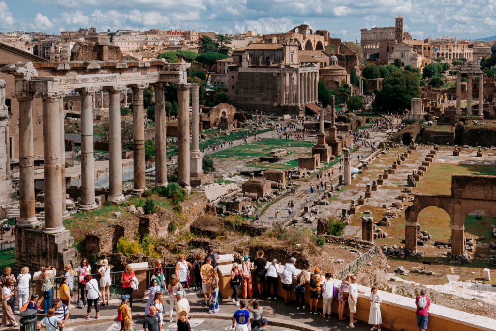 The Roman Forum, with the Colosseum in the background, as seen from Rome’s city hall. Photo by Chris Welsch for Microsoft.