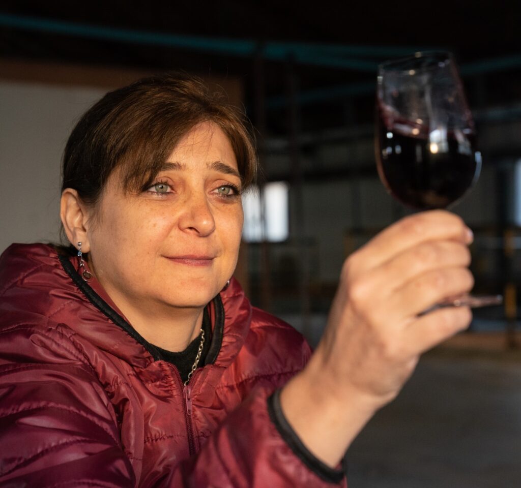 woman holding wineglass