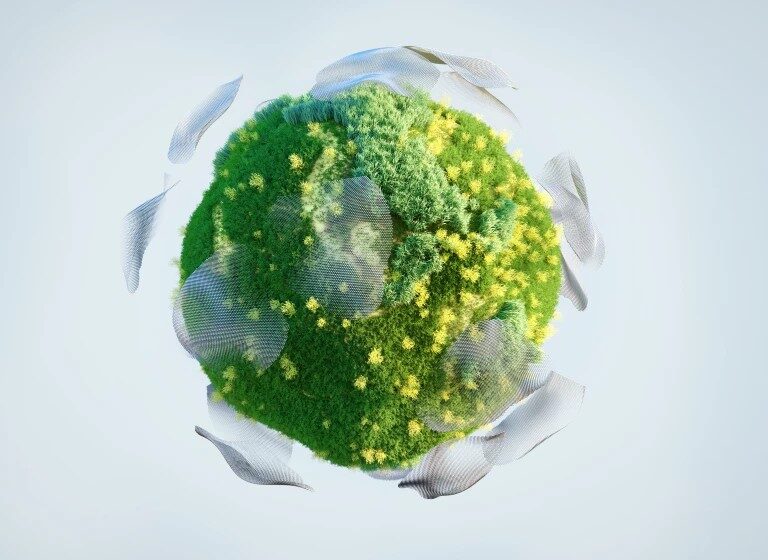 Ilustración de la Tierra con datos ESG