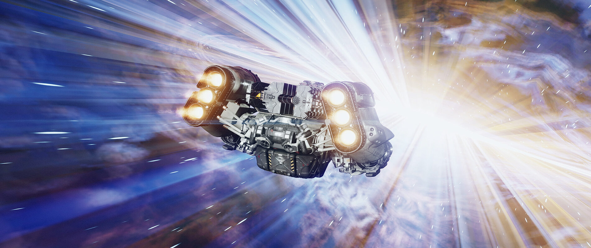 Imagen de una nave dentro del videojuego Starfield