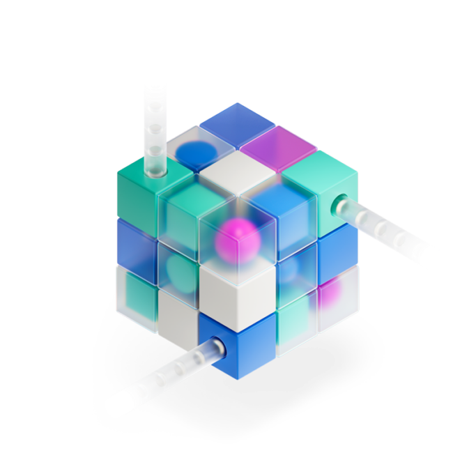 Ilustración de un cubo de colores