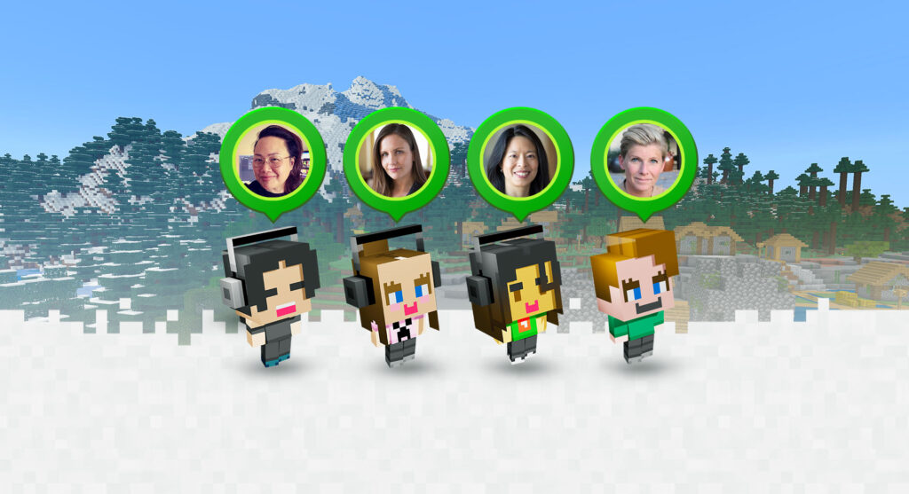 Banner con skins de Minecraft de las protagonistas de la historia