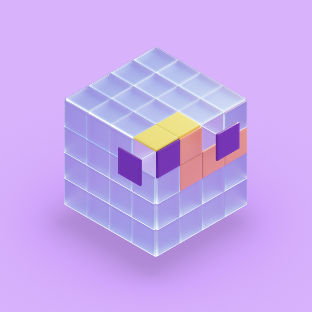 Ilustración de cubo traslúcido