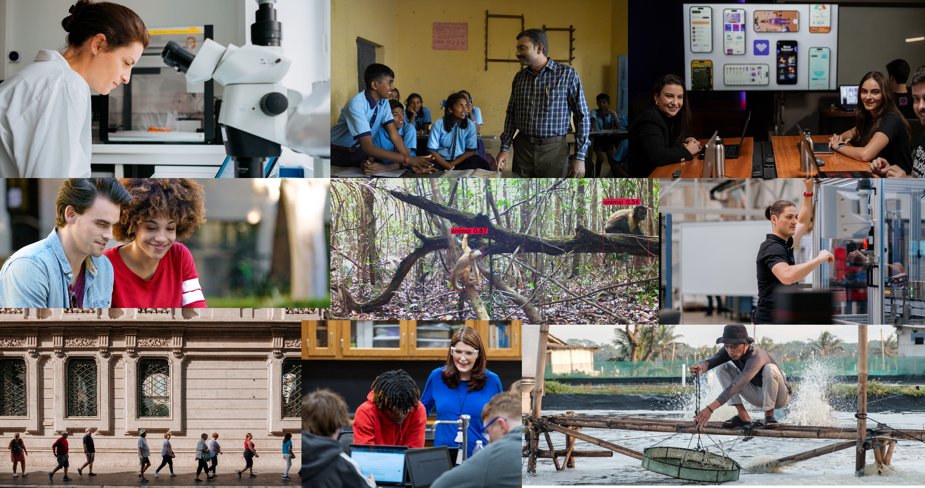 Collage de diferentes casos de éxito en la implementación de la IA