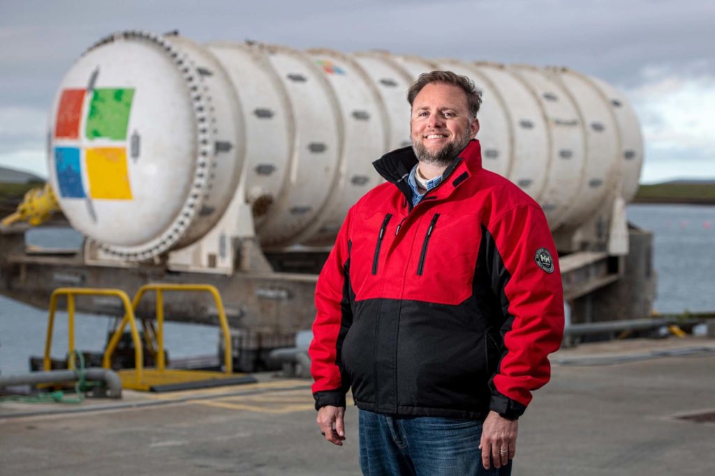 A man stands in front of a cleaned Northern Isles datacenter