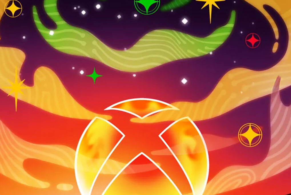 Xbox logo against a starry, colorful background