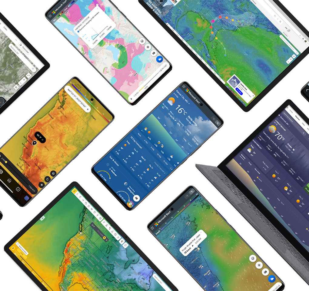 Weather maps displayed on a variety of devices