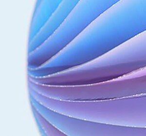 Closeup of a sphere made up of thin layers with different hues