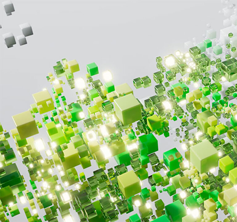 AI anthology illustration with hundreds of green cubes