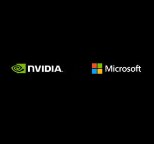 NVIDIA and Microsoft logos on a black background