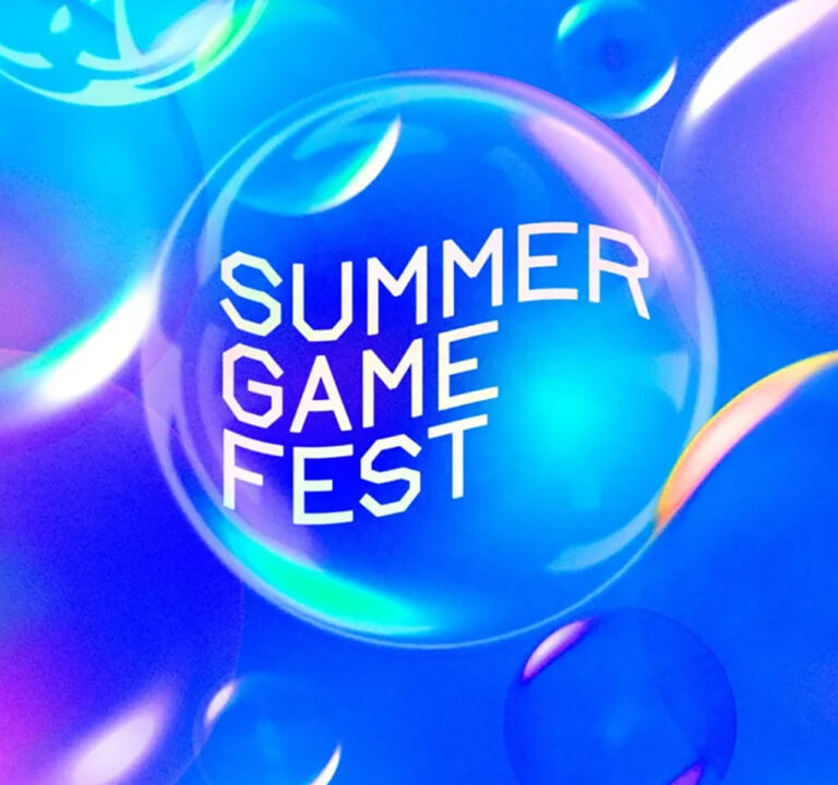 Bubbles against a blue background, with text in the center bubble reading "Summer Game Fest"