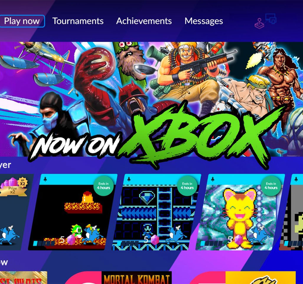 Images from a wide range of arcade games, along with the words "Now on Xbox"