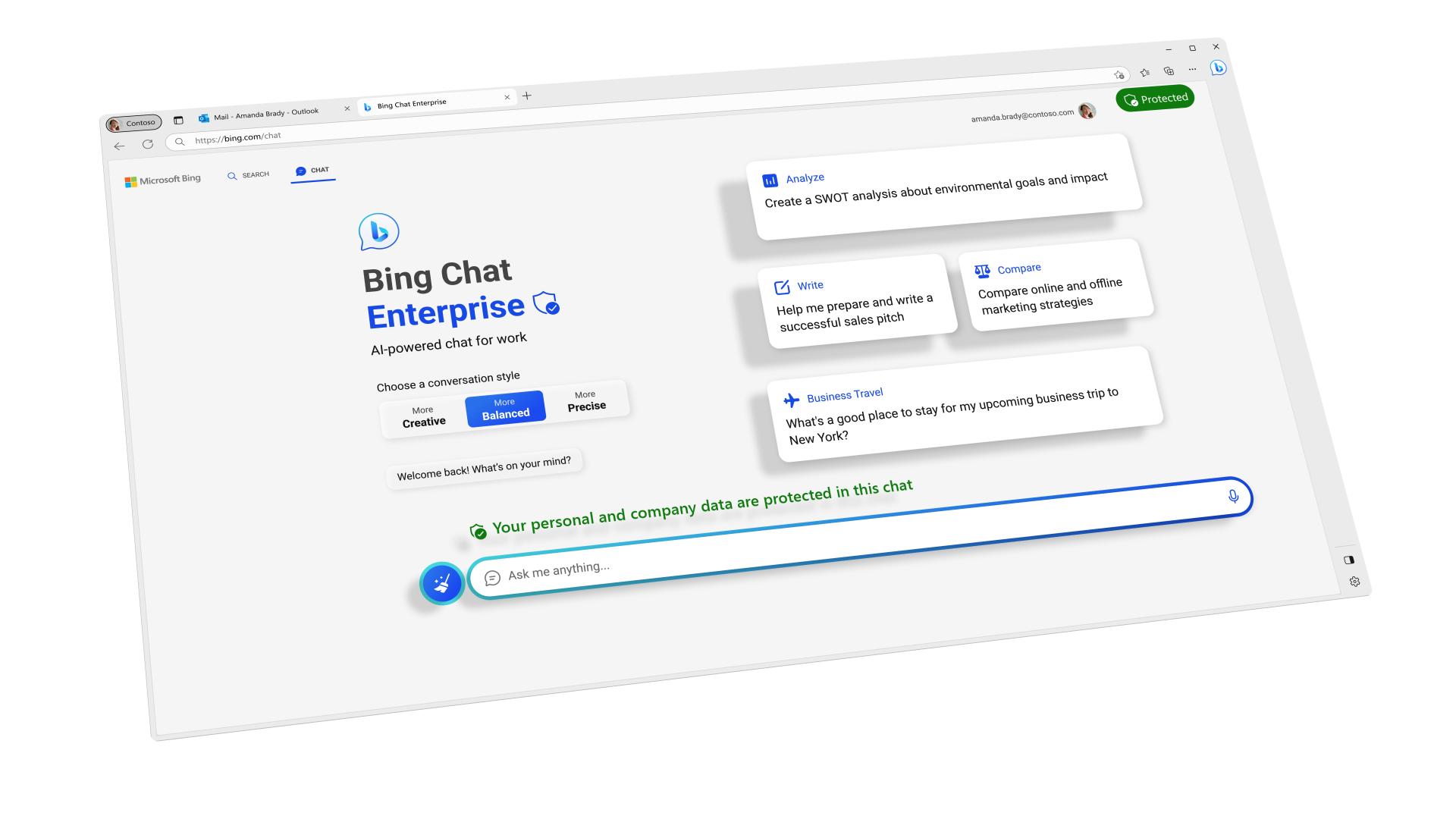 Screenshot of Bing Chat Enterprise webpage