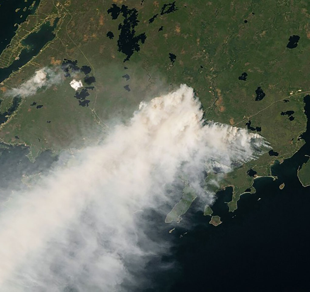 Smoke from a wildfire as seen from space