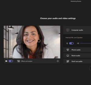 Woman smiling in a Microsoft Teams screen