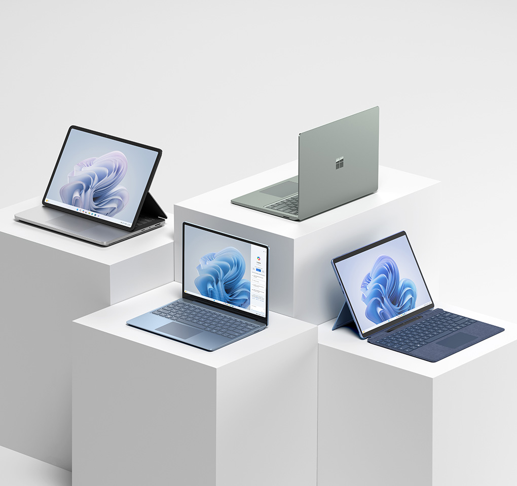 Four Surface devices on pedestals