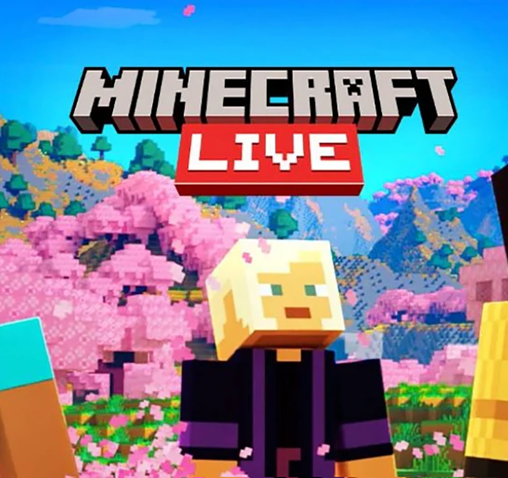 Minecraft character along with the words Minecraft Live