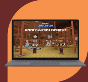 Laptop PC displaying Minecraft Education: A Pacific NW Coast Experience
