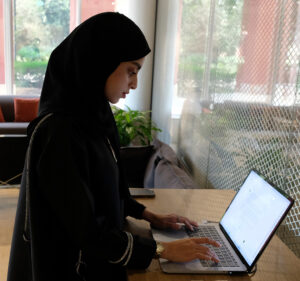 Young woman using a laptop