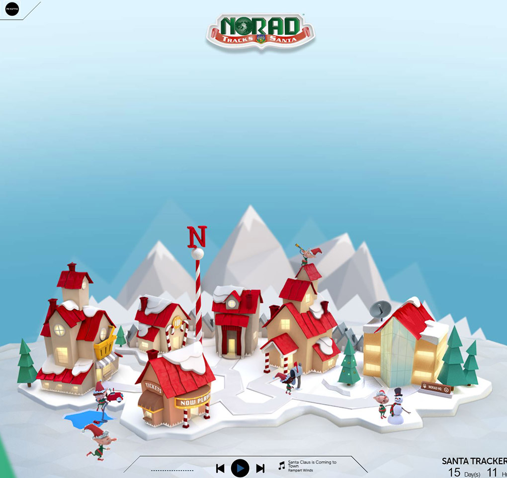 Santa's village underneath the NORAD logo