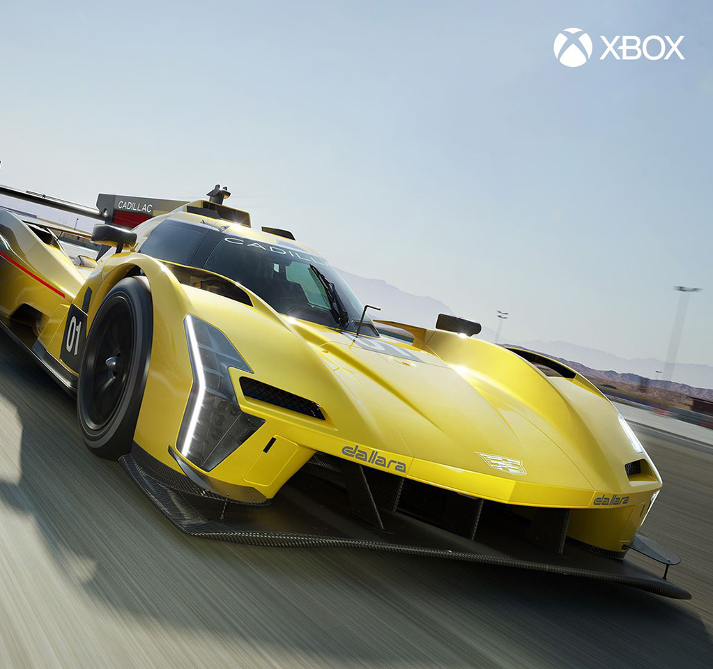 Yellow racing car and Xbox logo