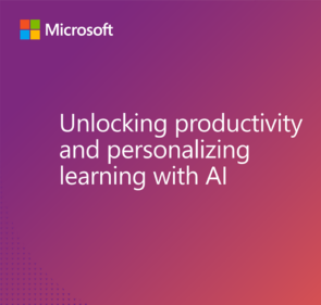 Microsoft logo and text reading: Unlocking productivity and personalizing learning with AI