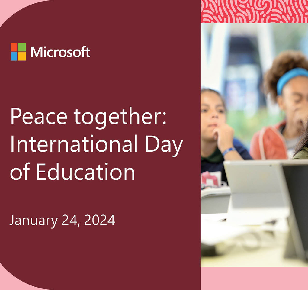 Text reading Peace together: International Day of Education, Jan. 24, 2024