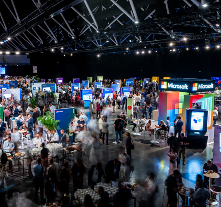 Show floor of a large Microsoft event