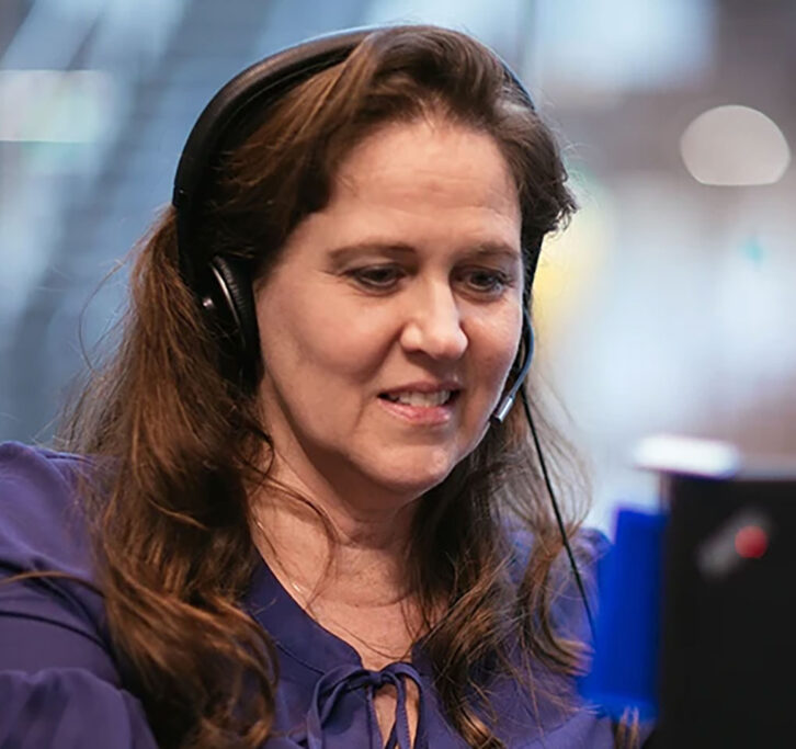 Woman at work wearing a headset