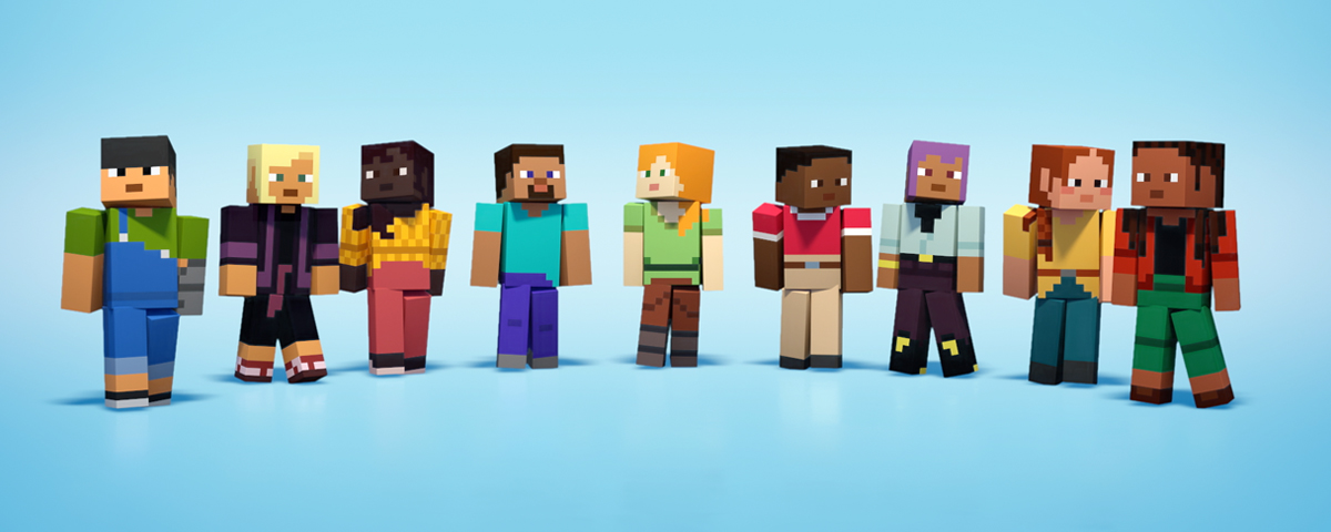 Minecraft characters of all different shades and colors
