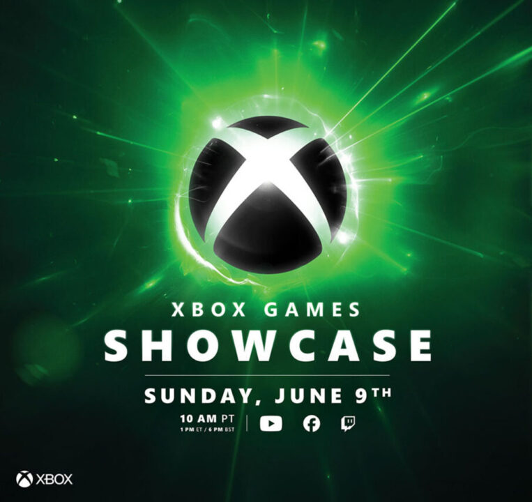 Xbox logo along with text reading Xbox Games Showcase and timing info from the landing page