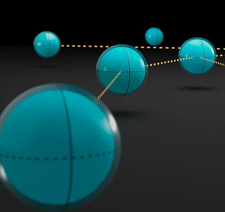 五个球体之间有相互连接的点