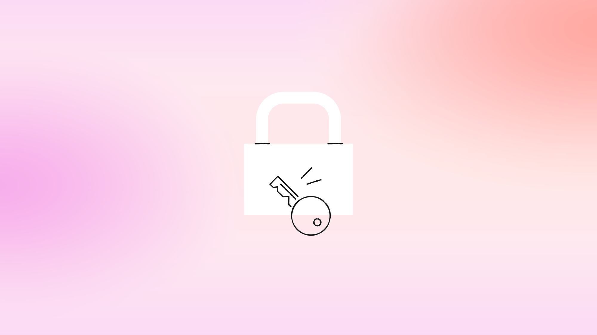 Line drawing of a padlock with key.