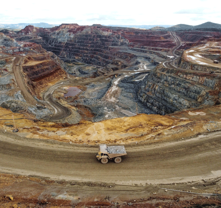 Mining operation with a truck in the foreground