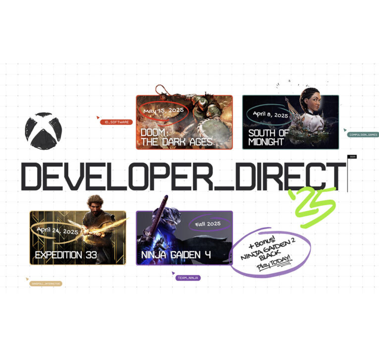 Developer Direct text along with title art from four games and the Xbox logo