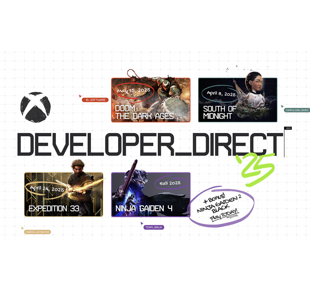 Developer Direct text along with title art from four games and the Xbox logo