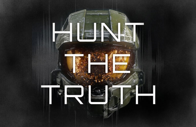 Hunt the truth poster with Master Chief's broken helmet