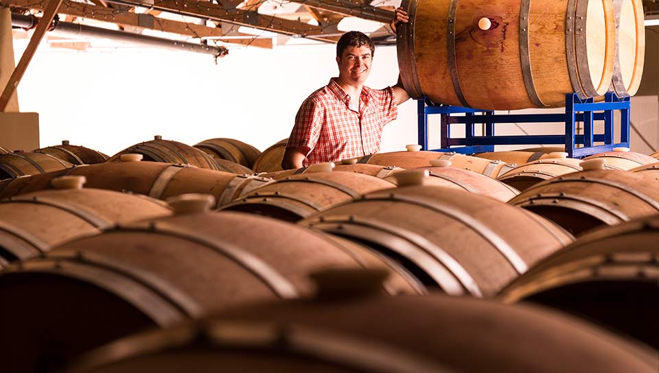 Kevin behind a bunch of his casks