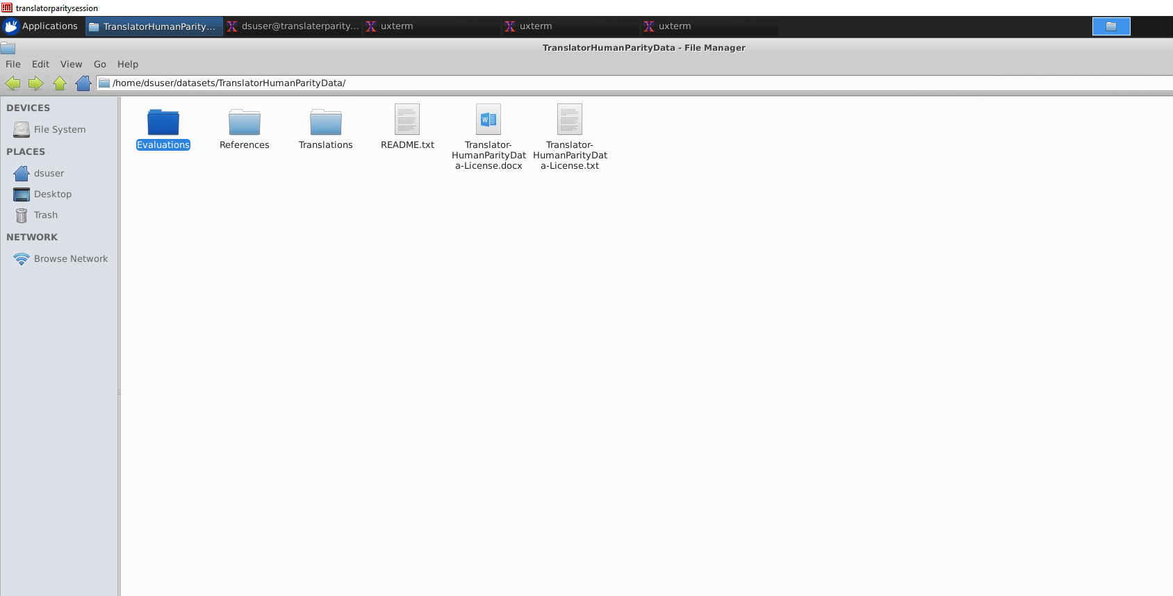 Снимок экрана данные, скопированные с microsoftopendata.com на виртуальную машину Linux в Azure.