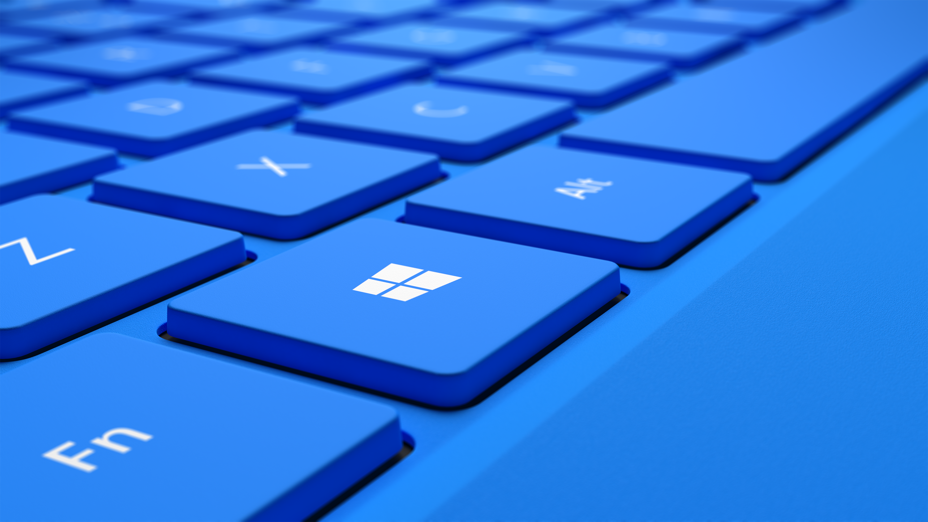 A blue Microsoft Surface keyboard