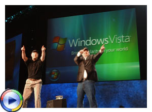 Microsoft employee Don Lionetti tries out an early version of Windows Vista, the next-generation operating system. Atlanta, July 22, 2005.