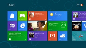 最新推出的Windows 8 Consumer Preview開始頁介面。