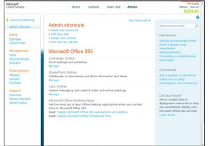Office 365 的管理主頁 (Admin Page)